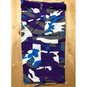 Men's Cargo Shorts in Purple & Blue Camo